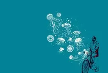 bicycles illustrations octopus jellyfish 1280x1024 wallpaper Art HD Wallpaper